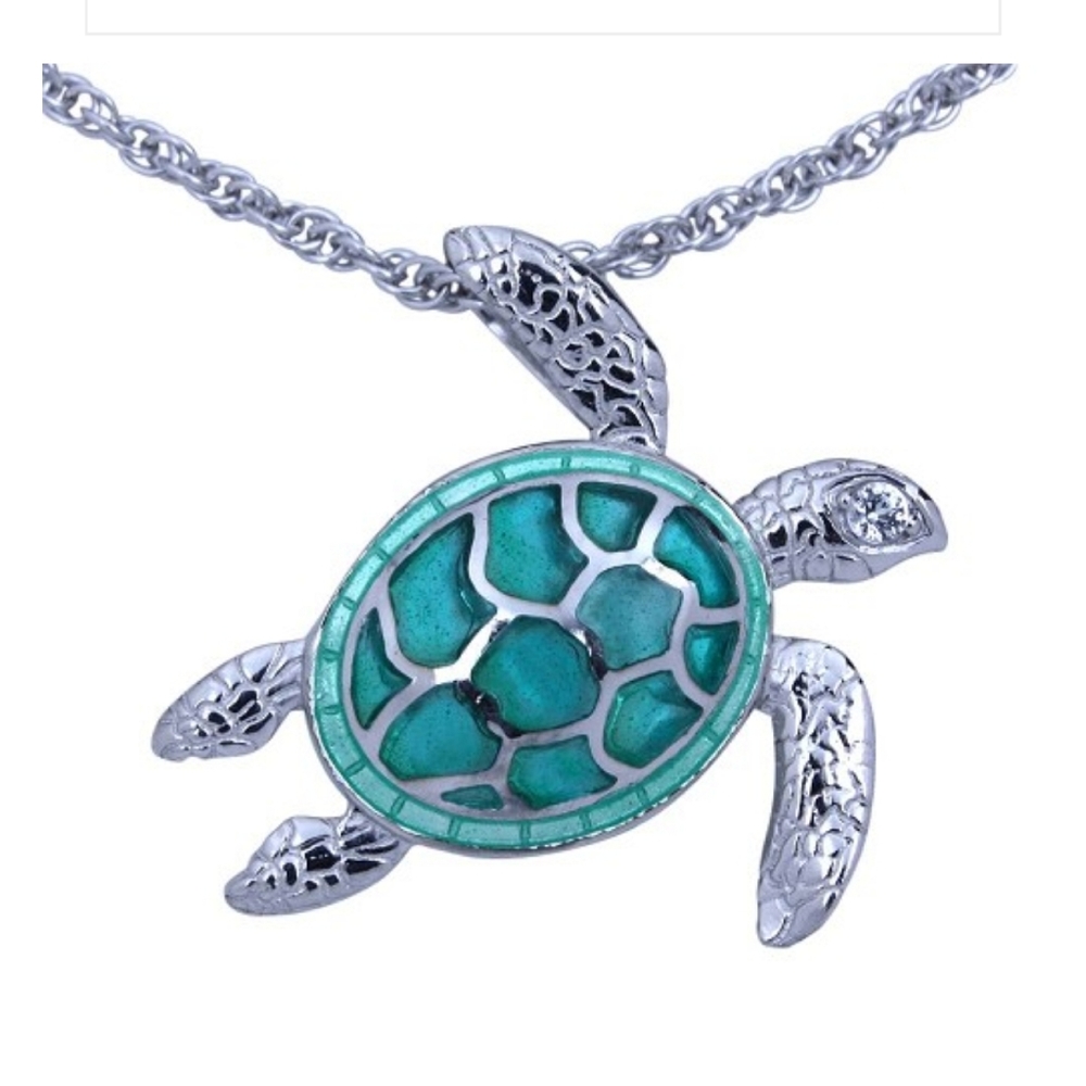 Guy Harvey artisan sea turtle necklace Silver nib